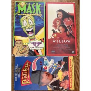 Set of 3 Vintage VHS - Mask Animated Series, Who Framed‎ Roger Rabbit, Willow